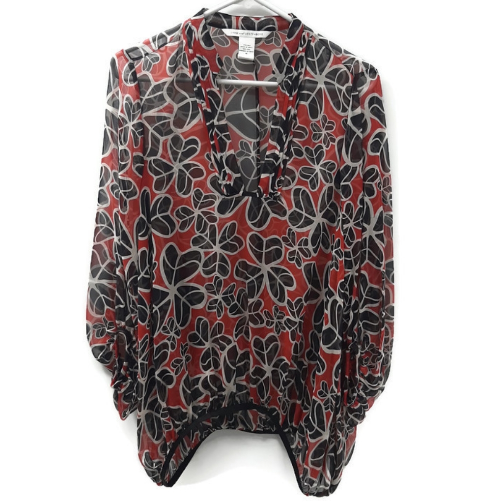 Dvf Silk Floral Blouse & Cami Sz 10
